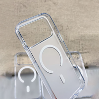 Étui de téléphone magnétique sans fil en acrylique Bayer avec protection 360° pour 17 Pro Max/16/15/14 Plus, dos transparent effet peau