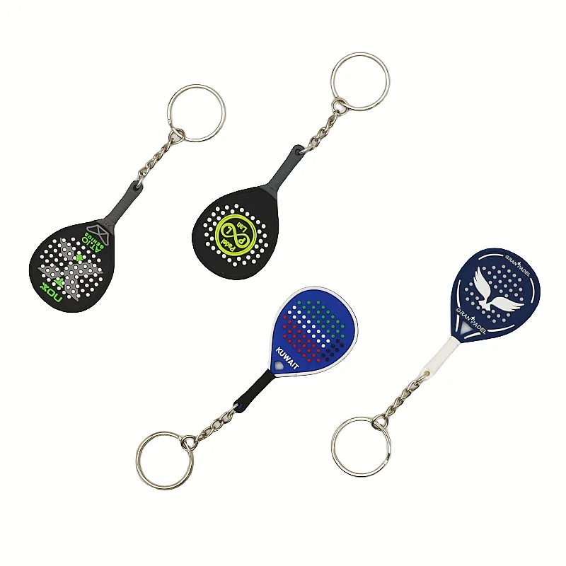 Wsnbwye Mini racchetta da Ping Pong palle regalo in metallo Anime Fan fai da te organizzatore chiavi in gomma portachiavi per gli amanti dello Sport