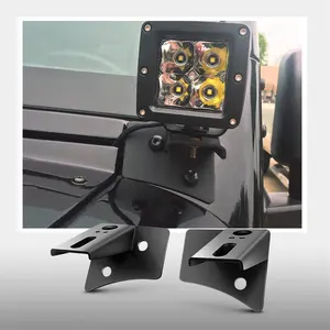 A-Pillar Windshield Hinge Mounting Brackets for Offroad LED Fog Light Halogen Work Light for 2007-2017 Jeep Wrangler JK