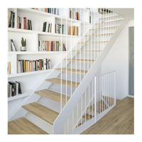 Escalier intérieur moderne en acier facile à monter soi-même avec poutre de soutènement double de 10 mm et garde-corps en verre pour appartement et hall
