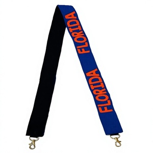 CRYSTAL CRAFT Sangle en sangle tissée perlée Florida avec texte en relief, crochet vintage, accessoire de sac à main écologique en bleu et orange - Product Image 1