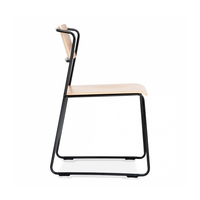 Chaise de salle à manger en placage HPL, cadre en métal noir, assise et dossier en contreplaqué, tube solide et fin, pour café, bistrot, pub, vente en gros