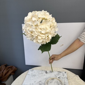 Floristería de flores artificiales de buena calidad, venta al por mayor, flor artificial de hortensias de cabeza grande blanca única - Product Image 6