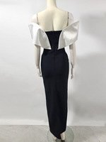 Robe de soirée maxi élégante pour femme, en tissu uni, col en V, épaules ornées de strass noirs, pour soirée, bal de promo