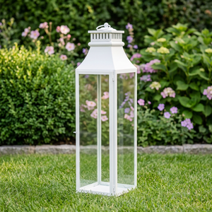 Wholesale Modern <b>Tall</b> White Stainless Steel Handmade Lead Free Durable Candle Pillar Holder <b>Lantern</b> for Home Patio Decoration - Product Image 4