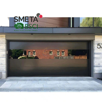 Porte de garage sectionnelle en verre trempé sur mesure LongTai, vente en gros d'usine, cadre en aluminium sans cadre, verre miroir noir