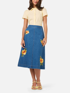 OEM Custom Women's Vintage Casual <b>Jeans</b> Skirt Fashion Summer Cotton <b>Embroidered</b> High Waisted A-Line Denim Skirt for Women - Product Image 4