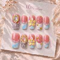 Ongles à presser en PMMA faits à la main, courbes françaises de 2,5 carrés, couverture complète, 3D double embossage, 10 pièces, marque privée ODM