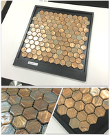 Mosaïque de verre hexagonale dorée et bronze mélangée, petites tuiles pour salle de bain et cuisine