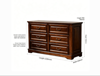 Commode moderne en chêne massif à 6 tiroirs, basse, pour chambre et salon, hauteur 72 cm, rangement écologique