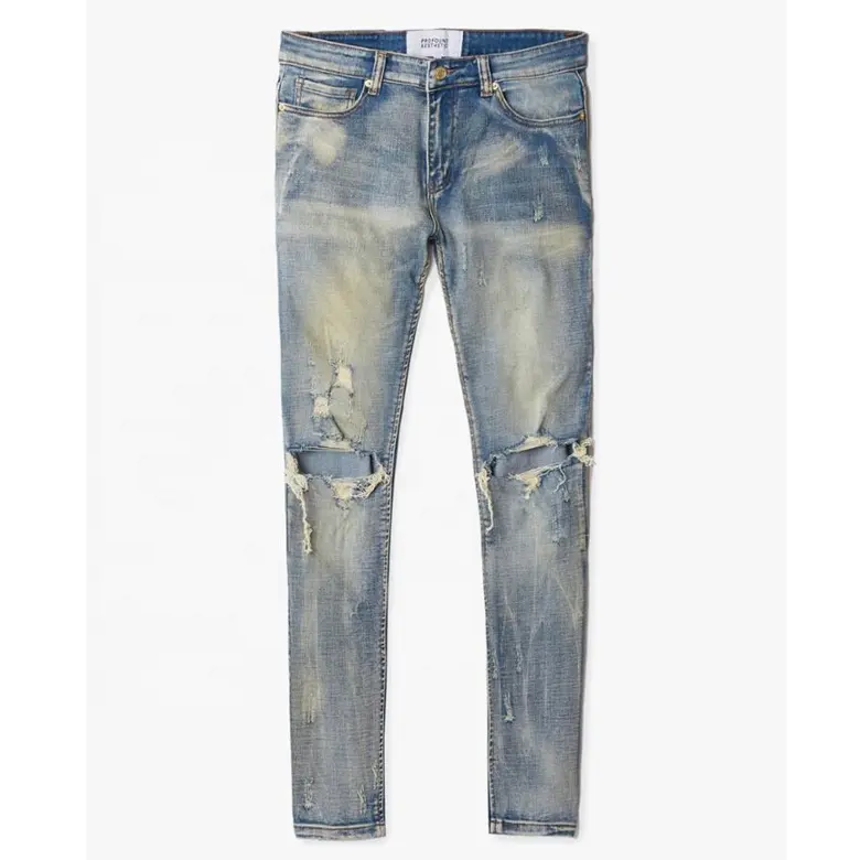 DiZNEW dongguan custom destroyed denim Jeans ripped skinny jeans men