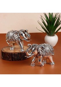 Vastu Trunk Up <b>Elephants</b> Idol Set of 2 Antique Silver Plated Decorative Figurines for Home Office Vastu <b>Decor</b> Gift - Product Image 6