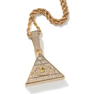 DE Fairy Tale Delicate Dazzling Iced Out Fashionable Eye Egypt Pyramid Shape Sparkling Chic Zircon Pendant Necklace