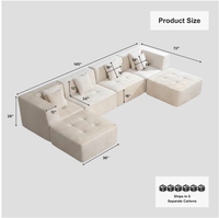 Canapé modulaire carré 6 places en velours et éponge, sans structure, compressé, extensible, convertible, avec fonction massage, pour appartement et centre commercial