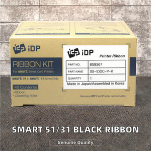 IDP Smart 24mm Monochrome Black PET Ribbon for <b>Card</b> <b>Printer</b> with Cleaning Roller 659367 100% Tested - Product Image 2