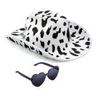 Chapeau de Cowgirl de l'espace rose avec des lunettes de coeur Bandana métallique néon Rave scintillant femmes chapeaux de Cowboy Rodeo Party