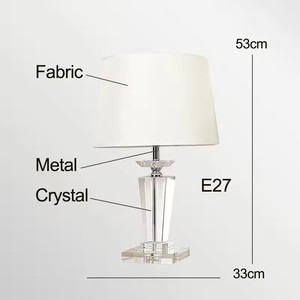 Chambre Lampes De Table De Chevet Morden Cristal Européen Beige Tissus <span class=keywords><strong>Abat</strong></span>-<span class=keywords><strong>Jour</strong></span> Cristal Base Salon Lampes Salle D'étude Lampe De Bureau - Product Image 3