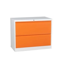 Archivador Metálico Moderno de 2 Niveles con Cajones, Gabinete de Acero para Archivos y Documentos con Cerradura Central