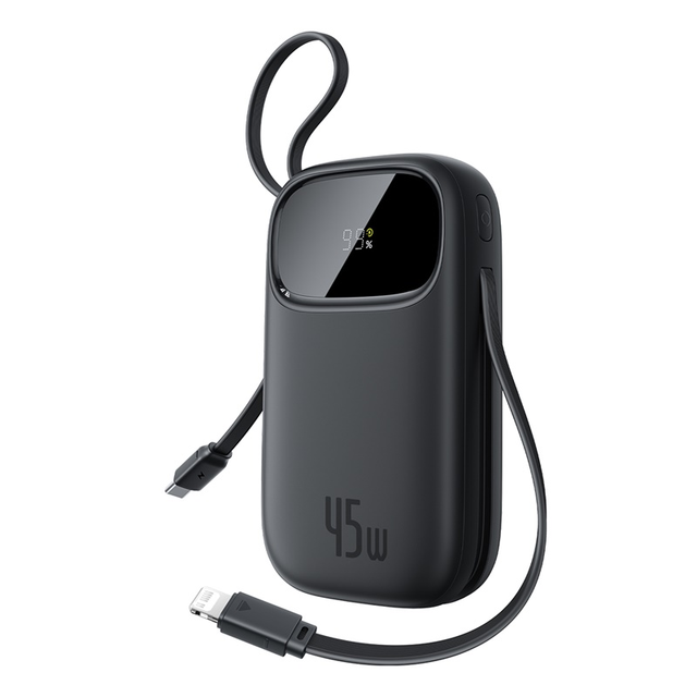 Baseus 45W 20000mAh Power Bank 10000mAh Built-In Retractable USB-C & IP Cable for iPhone 17 16 15 Samsung S25 Xiaomi Poco