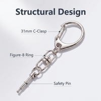 Alarme personnelle étanche anti-perte, porte-clés en métal, grande boucle en C de 31 mm, accessoire polyvalent pour clés, breloque DIY