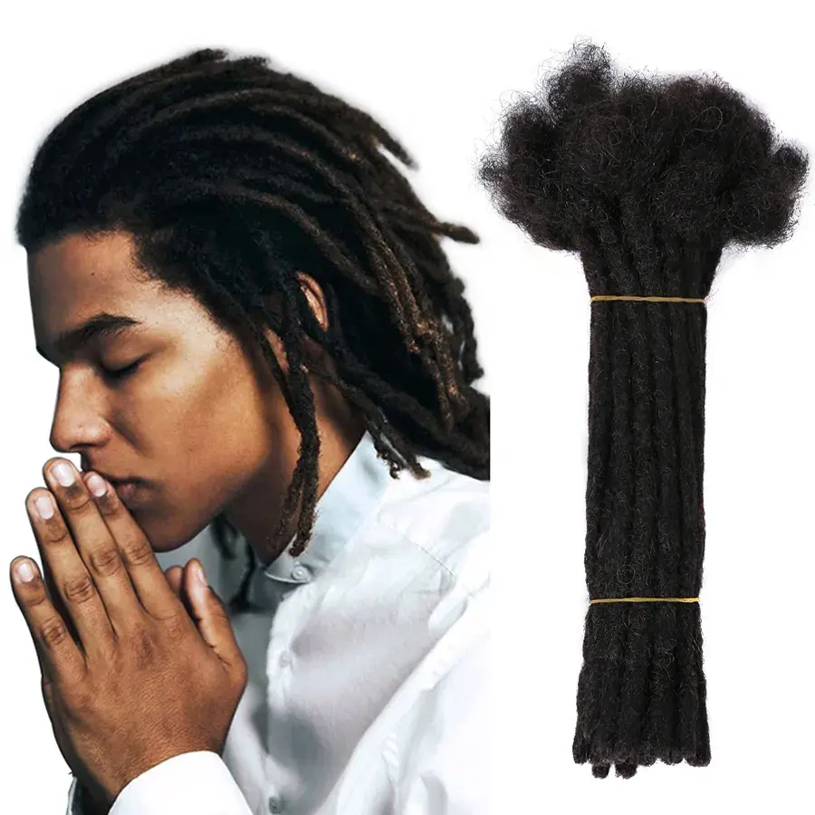Dreadlock Offre Spéciale 0.8 cheveux humains indiens naturels noirs crochet Dreadlock extensions mèches fines pour hommes 100% cm