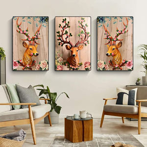 Impression sur toile personnalisée, image d'un cerf portant des <span class=keywords><strong>fleurs</strong></span>, affiche décorative, peinture avec cadre, décoration murale pour artiste, décoration intérieure pour salon - Product Image 1