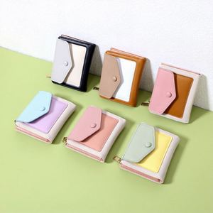 YY Summer Color PU Bifold Credit <b>Card</b> <b>Holder</b> Minimalist Zipper Coin Pocket Slim Minimalist <b>Card</b> <b>Holder</b> <b>Wallet</b> <b>for</b> Gifts - Product Image 1