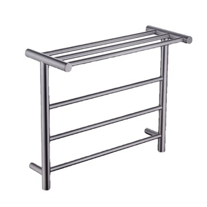 Porte-serviettes mural moderne en acier inoxydable avec barres porte-serviettes, finition chromée résistante à la rouille, pour hôtels et gîtes - Product Image 1