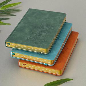 Elegant A5 Hardcover Bamboo Debossed <b>Journal</b> Thick Paper PU Leather with Gold Edge and Double Ribbon Gift - Product Image 2
