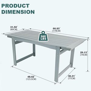 Modern Farmhouse <b>Aluminum</b> Slat Dining & Coffee <b>Table</b> for Balcony - Product Image 3