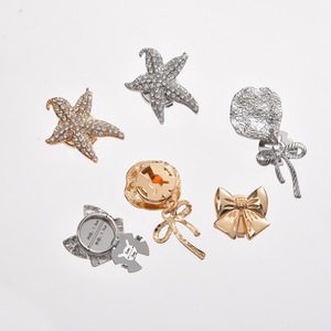 Nuevos Lujo para Comercio Exterior <span class=keywords><strong>Gemelos</strong></span> de <span class=keywords><strong>Camisa</strong></span> y Hebilla de Cuello con Diseño de Estrella de Mar Dorada, Cristal, Pedrería y Resina Acrílica, Unisex, Venta al por Mayor - Product Image 2