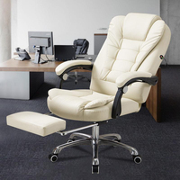 Prix bon marché Fabricants Chaise visiteur ergonomique à dossier haut de direction Chaise de bureau inclinable pivotante en cuir avec repose-pieds