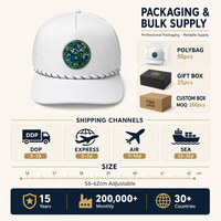 Op maat gemaakte logo witte 5-panel touwhalmpet met platte klep, snapback baseballcap, geborduurde tribale patch, unisex, groothandel, OEM, lage minimale bestelhoeveelheid