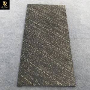 Springletile 사용자 정의 60x120 실내 장식 벽돌 블랙 독특한 금 정맥 디자인 하이 퀄리티 광택 나무 모양 도자기 타일