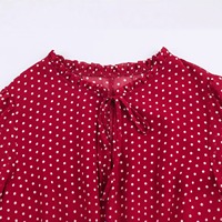 ZA Automne Élégant Polyester Infroissable Longueur cheville Simple boutonnage Coupe ajustée A-line Denim à pois Encolure crantée Musulman