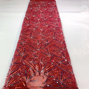 Vải Ren Nigeria Thanh Lịch Và Thời Trang Vải Tuyn Thêu Lưới Đính Kim Sa Pha Lê Vải Váy Cưới - Product Image 5