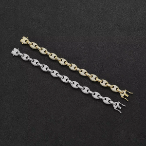 <b>Cuban</b> Bracelet 12mm Pig Nose Bracelet, Hip Hop Full Zirconium Men's Necklace Tanjing Fashion Lijing Necklace - Product Image 1