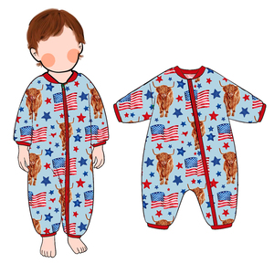 Mono de bebé FB-4 de punto de poliéster/algodón, personalizado con estampado unisex, de 3 a 7 días, con cremallera y pies cubiertos, para dormir - Product Image 1