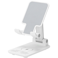 Support de chargeur de téléphone sans fil magnétique Wesdar Factory 5W OVP 5V/2A en ABS 2-en-1 pour smartphone et écouteurs avec réveil