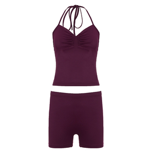 Casual Slim Fit Solid Color <b>Set</b> with Pleated Detail – Women’s 2 Piece Lounge Wear - Product Image 6