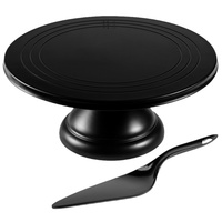 Support à gâteau sur mesure de grande taille 12 pouces avec spatule à gâteau, support rond en fibre de bambou pour cupcakes, support à dessert, support de décoration de gâteaux