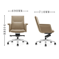 Chaise de direction ergonomique moderne à dossier mi-haut, pivotante, réglable en hauteur, en cuir PU, élégante, pour gestionnaires, personnel, réception, salle de réunion