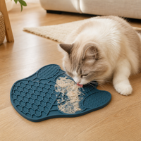Alfombrilla de silicona para lamer para mascotas con diseño de trébol de cuatro hojas, comedero lento con textura de nódulos, antideslizante, de grado alimenticio, para perros y gatos