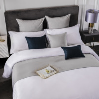 Draps de lit plats pour hôtel en gros, blancs, 100% coton, draps de lit en satin simple, ensemble de draps de lit Dubaï