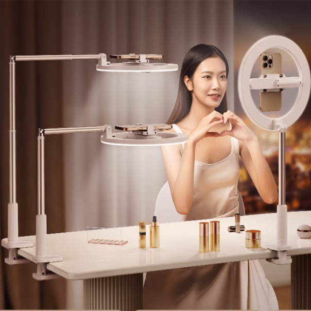 Foldable Content Creator Kit Video Live Photography Overhead Phone Holder Selfie Ring Light Phone Stand for Video Recording