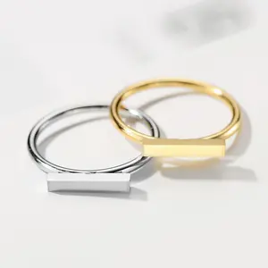 Anillo minimalista de acero inoxidable 316L para mujer, sortija geométrica apilable Midi