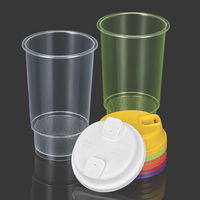 Op maat gemaakte bedrukte single wall milk bubble fruitthee koffie beker van 90 mm diameter, transparant, food-grade PP, met deksels