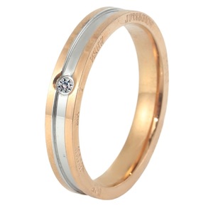 yunnique Rose Gold <b>Titanium</b> Steel Letter <b>Ring</b> Bezel Set Diamond Unisex Fashion Jewelry Gift - Product Image 5