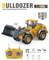 Juguete de Bulldozer a Control Remoto de 9 Canales, con Sonido, Luces LED, Batería Recargable, Cargador de Ruedas Multidireccional