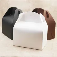 パッケージギフト用ハンドルウェディング/キャンディーホワイト段ボールケーキボックスブラックカップケーキボックス付き卸売ギフト